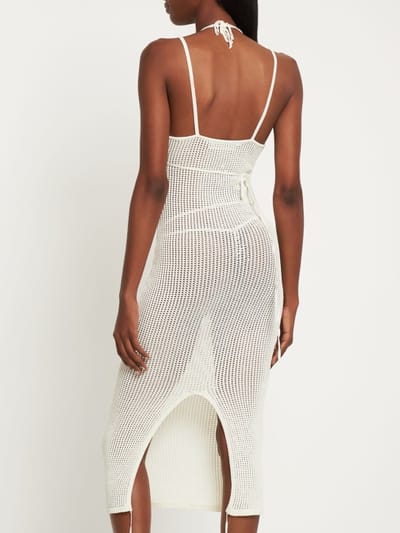 Andreadamo: Open-knit halterneck midi dress