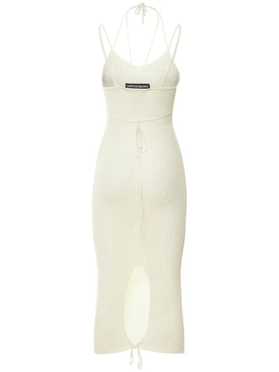 Andreadamo: Open-knit halterneck midi dress