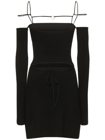 Mach & Mach: Ribbed knit mini dress
