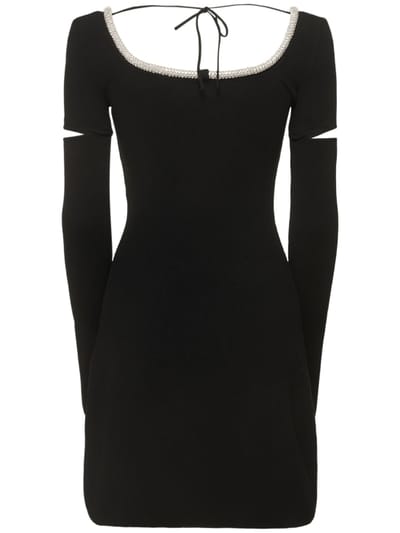 Mach & Mach: Robe courte en maille à cristaux