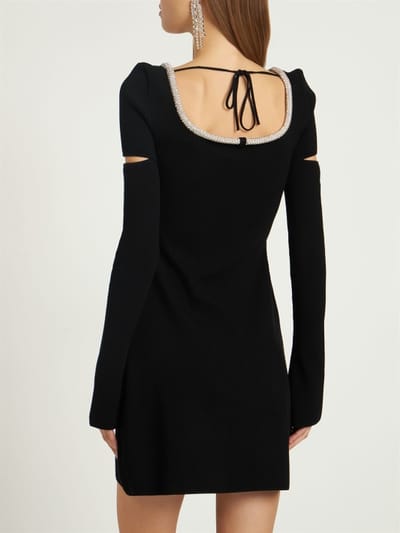 Mach & Mach: Robe courte en maille à cristaux