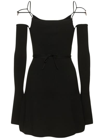 Mach & Mach: Robe courte évasée en maille côtelée