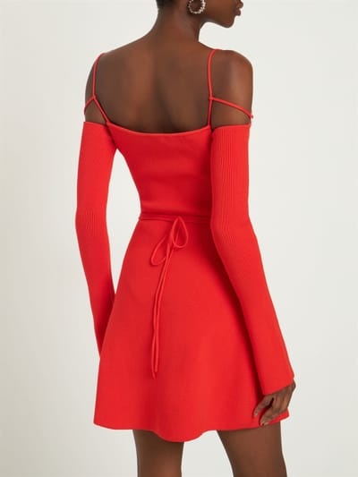 Mach & Mach: Robe courte en maille côtelée avec ceinture