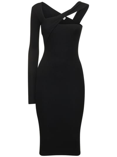 Alix Nyc: One-Shoulder-Midikleid aus Rippstrick