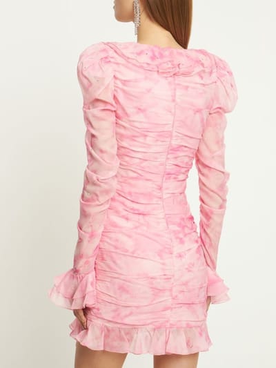 Alessandra Rich: Short silk dress with ruffles