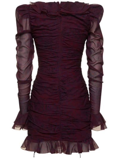 Alessandra Rich: Vestido corto de seda con volantes