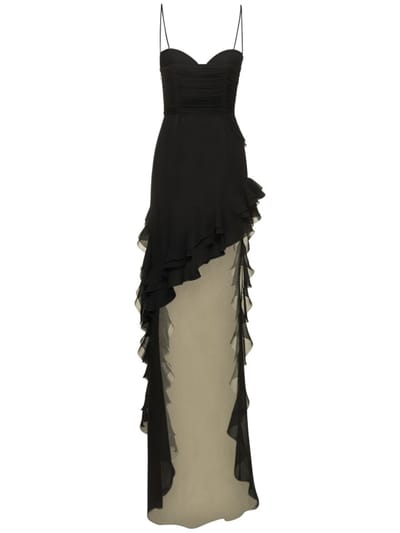 Alessandra Rich: Silk maxi dress with ruffles