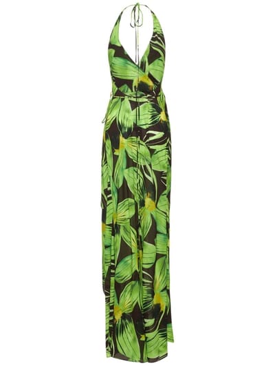 Louisa Ballou: Vestido largo de seda drapeado