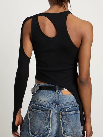 Dion Lee: Ribbed asymmetric cut-out t-shirt
