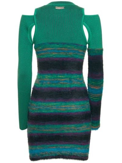 Andersson Bell: Vestido corto de punto con mangas asimétricas
