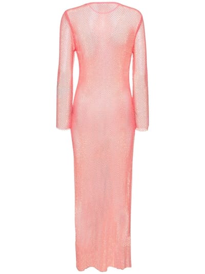 Leslie Amon: Long mesh dress with crystals