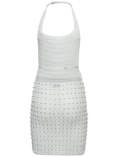 Aya Muse: Halterneck mini dress with crystals