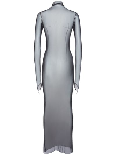 Ann Demeulemeester: High neck stretch tulle maxi dress