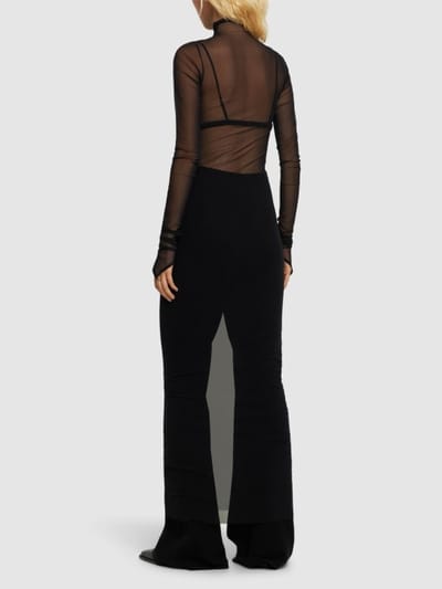 Ann Demeulemeester: High neck stretch tulle maxi dress