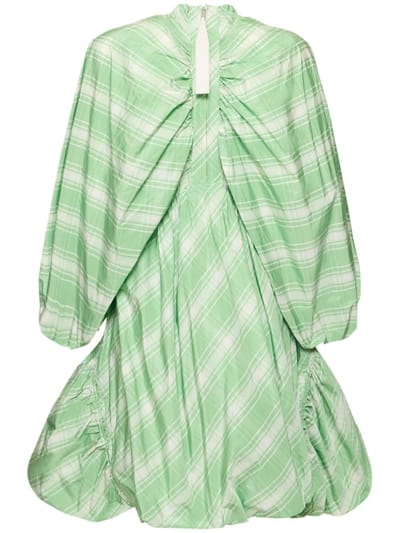 Jil Sander: Vestido de cuadros con mangas abullonadas