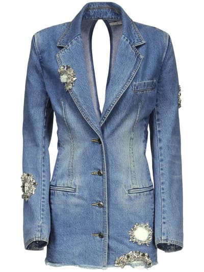 Area: Robe blazer en denim avec cristaux