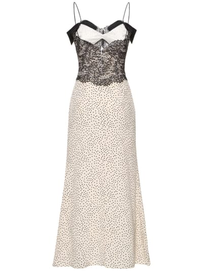 Alessandra Rich: Langes Seidenkleid mit Spitze