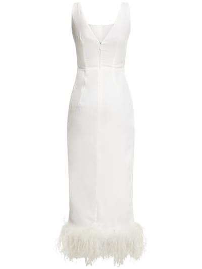 Alessandra Rich: Midikleid mit Saum aus Federn
