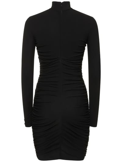 Giambattista Valli: Ruched mini dress with lace