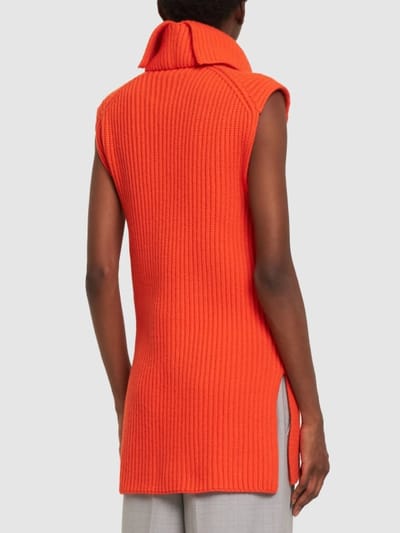 Jil Sander: 拉链细节羊毛针织背心