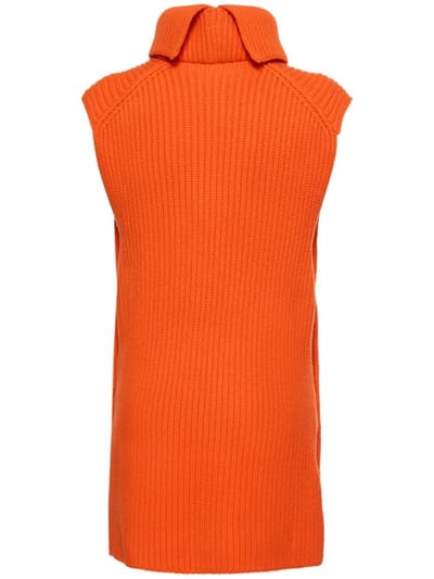 Jil Sander: 拉链细节羊毛针织背心