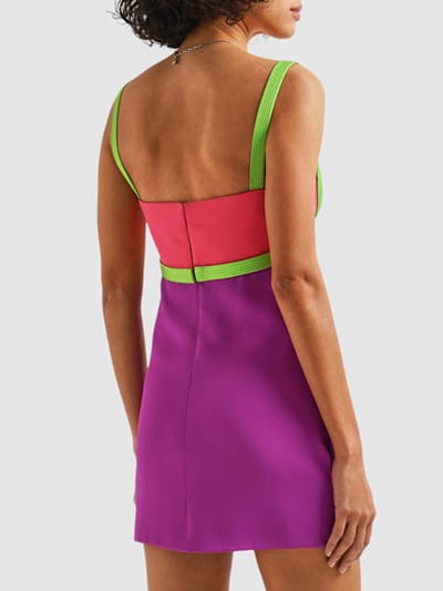 Versace: Vestido corto recto con abertura