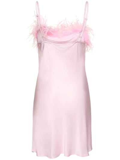 Sleeper: Vestido lencero corto con plumas