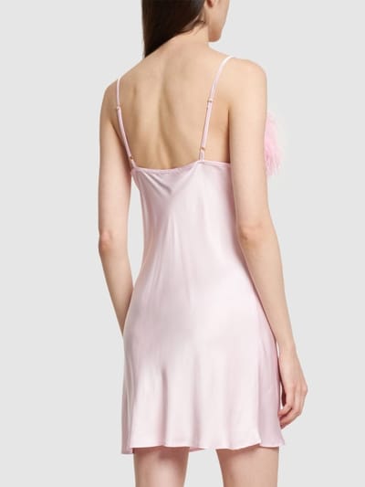 Sleeper: Vestido lencero corto con plumas