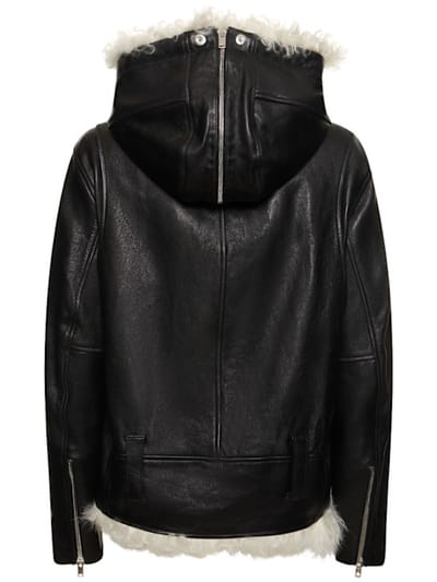 Proenza Schouler: 皮革&剪羊毛连帽机车夹克