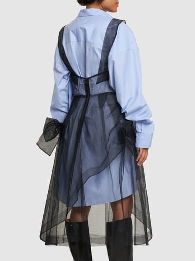 Maison Margiela: Vestito midi in tulle con fiocchi
