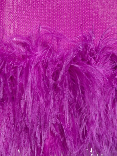 David Koma: Abito corto con paillettes e piume