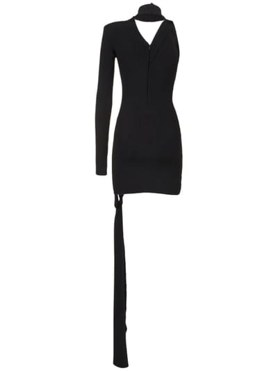 David Koma: Minidress monospalla in maglia a coste