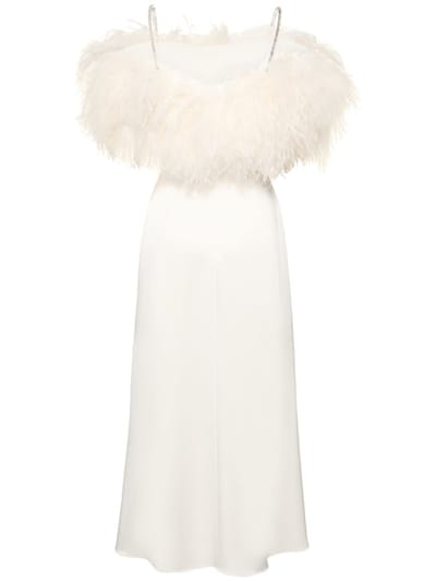 David Koma: Abito midi con piume di struzzo