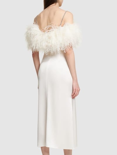 David Koma: Abito midi con piume di struzzo