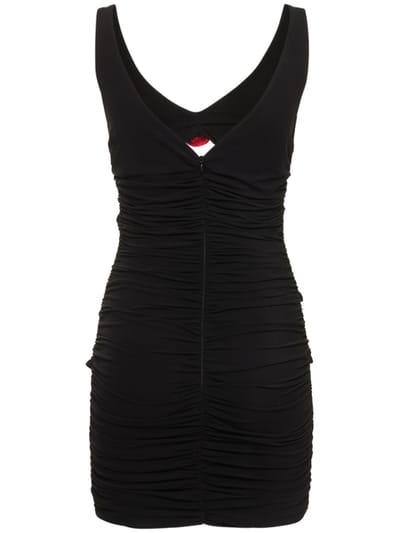 Magda Butrym: Ruched mini dress with floral appliqu s
