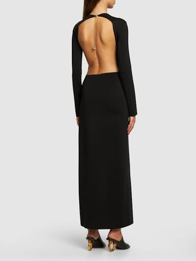 Galvan: Langes Strickkleid mit Rückenausschnitt