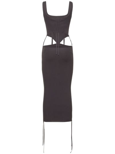 Cannari Concept: Vestido midi acanalado con aberturas