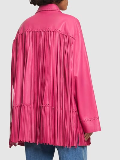 Oscar De La Renta: 流苏皮革长袖衬衫