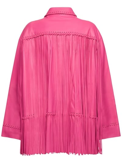 Oscar De La Renta: 流苏皮革长袖衬衫