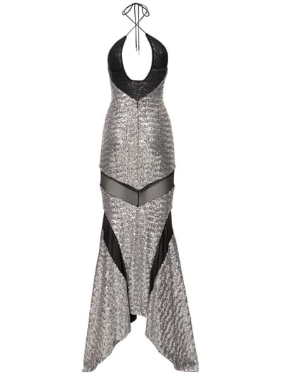 The Attico: Halterneck plunge maxi dress