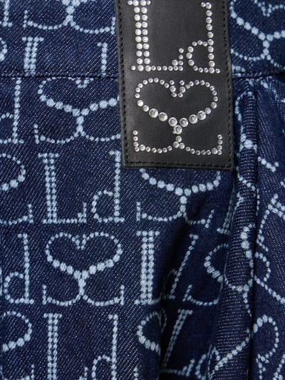 Ludovic de Saint Sernin: Monogram logo褶饰牛仔迷你短裙