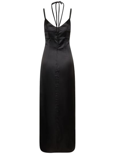 Designers Remix: Abito lungo in raso con spacco