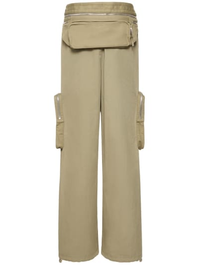 Dion Lee: 配腰包混棉阔腿裤
