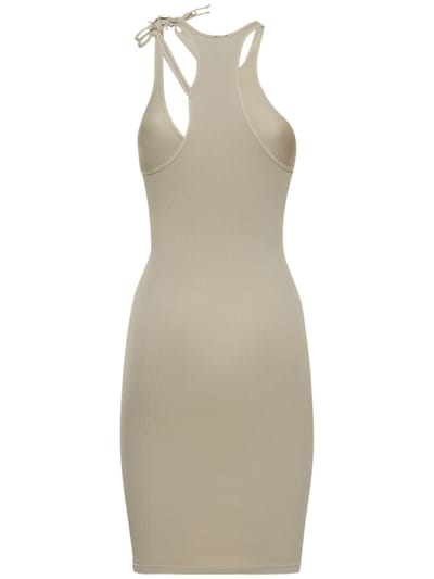 Andreadamo: Ribbed knit cut-out mini dress