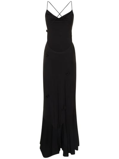 Musier Paris: Vestido largo con aplicaciones florales