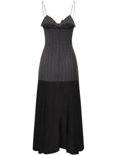 Alessandra Rich: Abito midi in lana vergine con corsetto