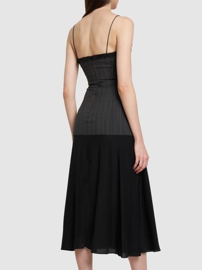 Alessandra Rich: Abito midi in lana vergine con corsetto