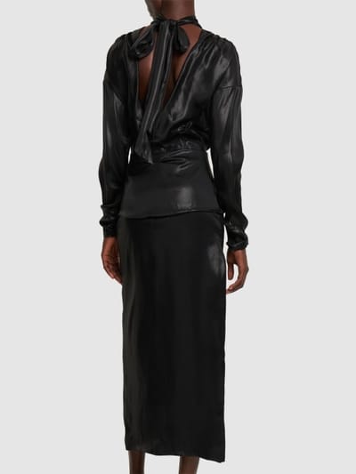 Alessandra Rich: Vestido largo con lazada al cuello