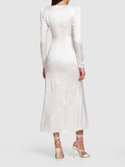 Alessandra Rich: Vestido largo de seda con lazada