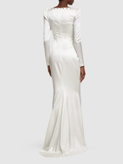 Alessandra Rich: Vestido largo de seda con cristales